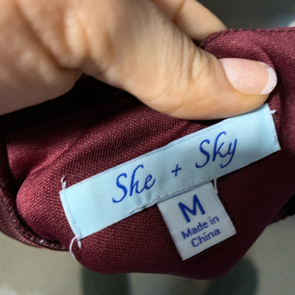 🩷SHE & SKY BURGUNDY STRAPPY MINI DRESS - Picture 5 of 6